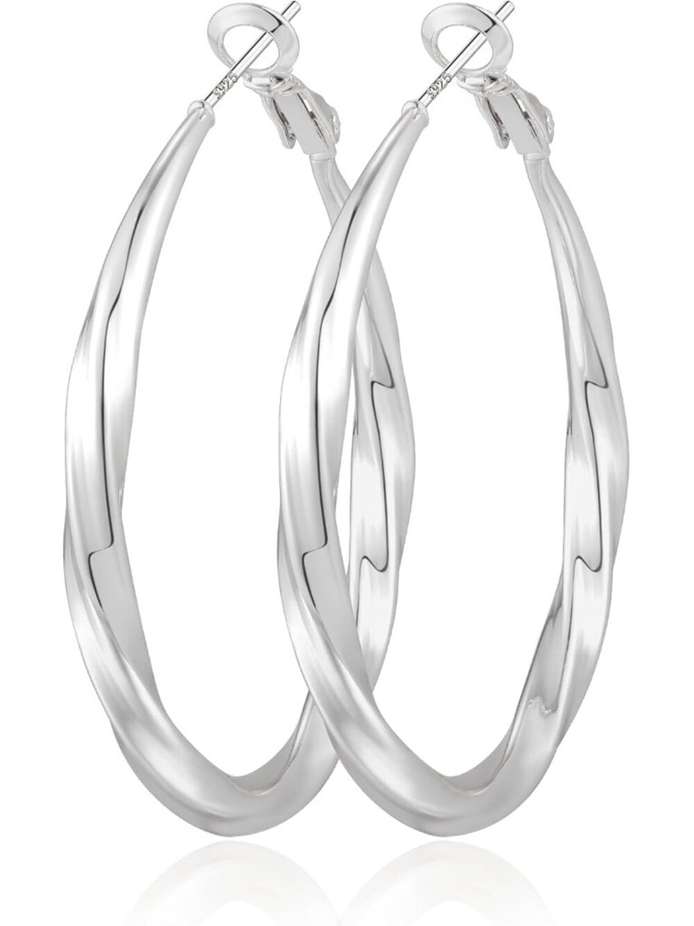 Silver Hoop Earrings for Women Hypoallergenic Sterling Silver Post Lightweight L